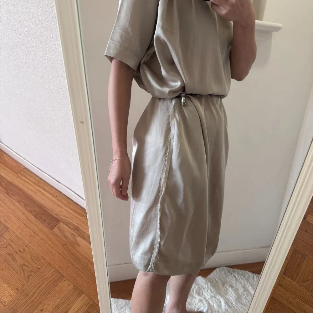 Acne Studios Bacall beige champagne mini dress FR 34 US 2 - Picture 3 of 13